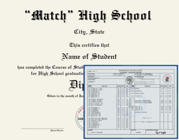 Match Fake High School Diploma and Transcripts