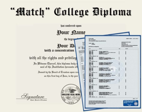 Fake College Diploma Replica and Transcripts