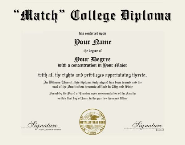 Fake College Diploma Replica with metallic seal